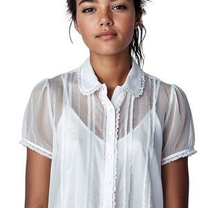 J. Crew White Lace-Trimmed Sheer Chemise